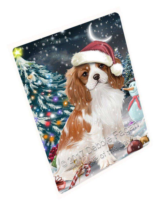 Have a Holly Jolly Christmas Cavalier King Charles Spaniel Dog in Holiday Background Tempered Cutting Board D148