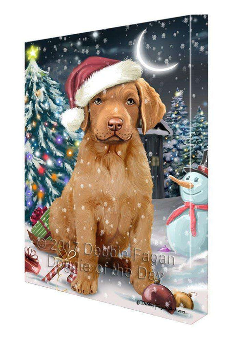 Have a Holly Jolly Christmas Chesapeake Bay Retrievers Dog in Holiday Background Canvas Wall Art D150