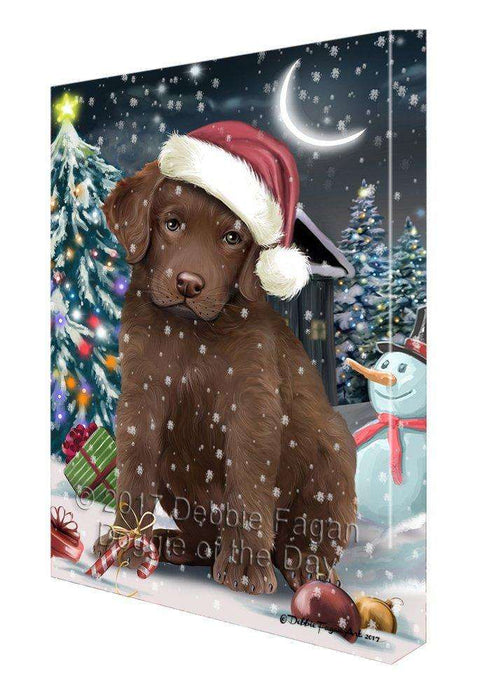 Have a Holly Jolly Christmas Chesapeake Bay Retrievers Dog in Holiday Background Canvas Wall Art D151