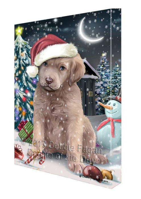 Have a Holly Jolly Christmas Chesapeake Bay Retrievers Dog in Holiday Background Canvas Wall Art D152