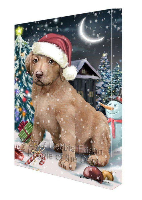 Have a Holly Jolly Christmas Chesapeake Bay Retrievers Dog in Holiday Background Canvas Wall Art D153