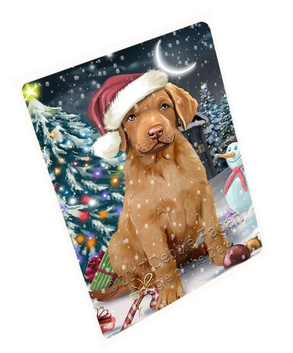 Have a Holly Jolly Christmas Chesapeake Bay Retrievers Dog in Holiday Background Tempered Cutting Board D150