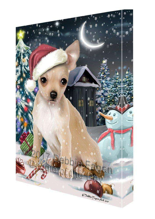 Have a Holly Jolly Christmas Chihuahua Dog in Holiday Background Canvas Wall Art D086