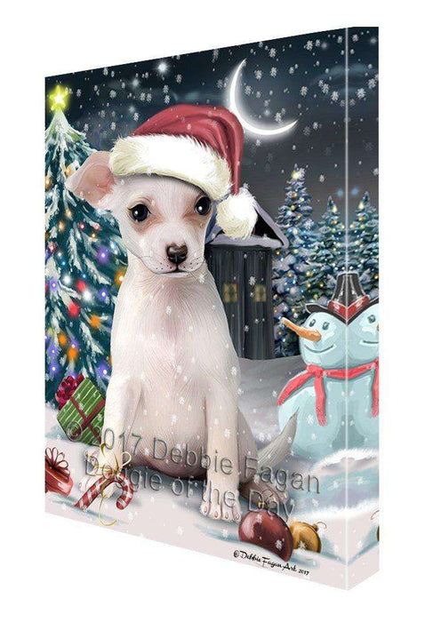 Have a Holly Jolly Christmas Chihuahua Dog in Holiday Background Canvas Wall Art D088