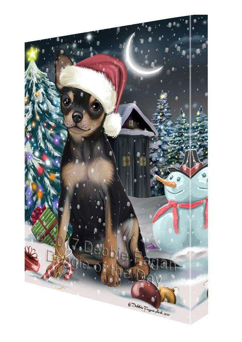 Have a Holly Jolly Christmas Chihuahua Dog in Holiday Background Canvas Wall Art D089