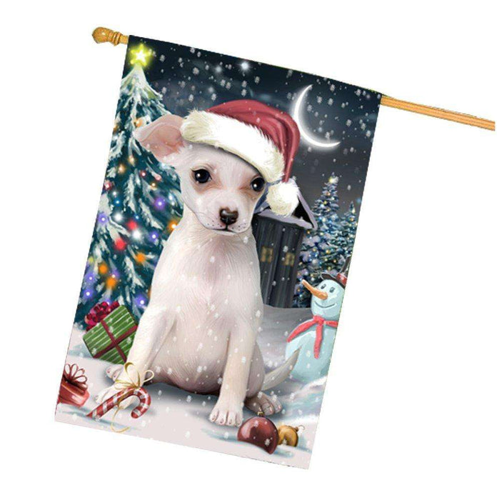 Have a Holly Jolly Christmas Chihuahua Dog in Holiday Background House Flag