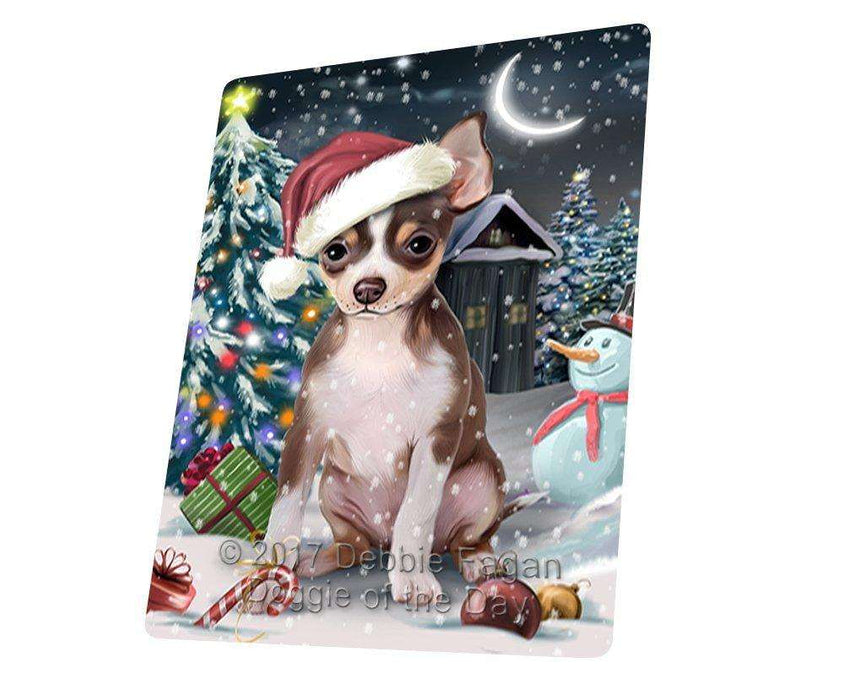 Have a Holly Jolly Christmas Chihuahua Dog in Holiday Background Tempered Cutting Board D087