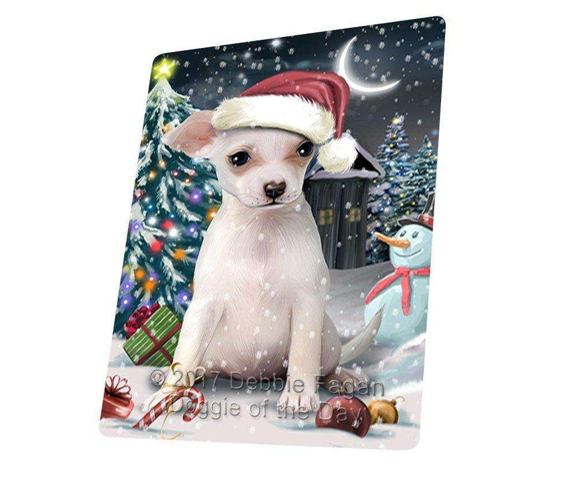 Have a Holly Jolly Christmas Chihuahua Dog in Holiday Background Tempered Cutting Board D088 (Small)