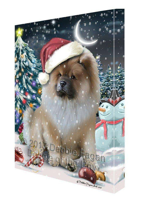Have a Holly Jolly Christmas Chow Chow Dog in Holiday Background Canvas Wall Art D090