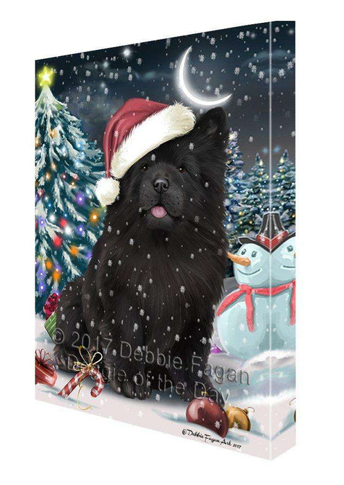 Have a Holly Jolly Christmas Chow Chow Dog in Holiday Background Canvas Wall Art D091