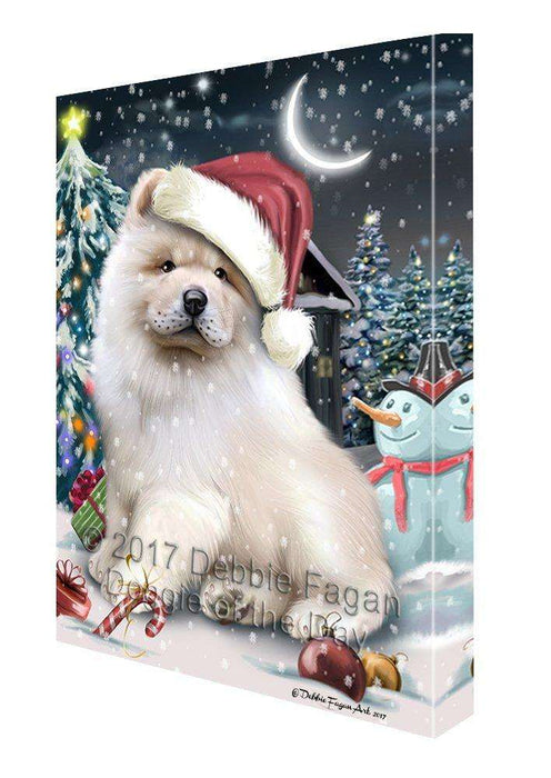 Have a Holly Jolly Christmas Chow Chow Dog in Holiday Background Canvas Wall Art D092