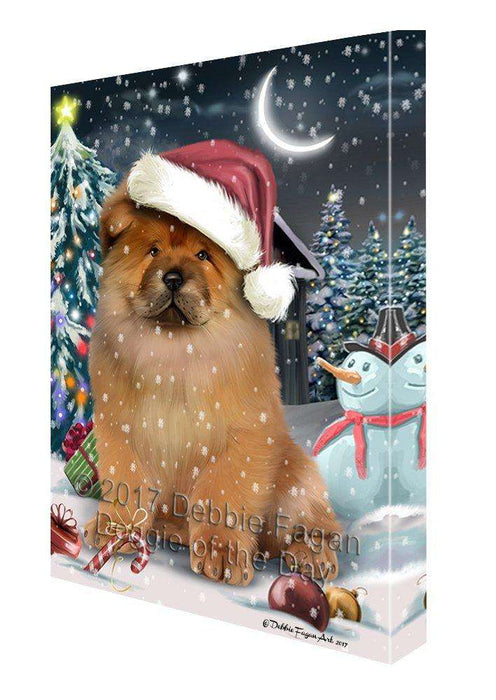 Have a Holly Jolly Christmas Chow Chow Dog in Holiday Background Canvas Wall Art D093