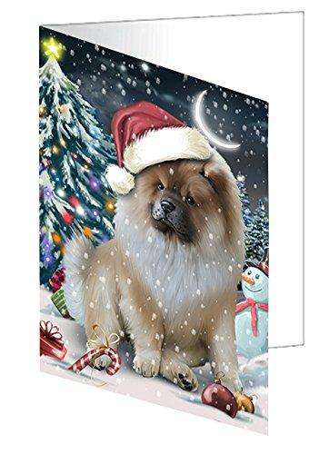 Have a Holly Jolly Christmas Chow Chow Dog in Holiday Background Handmade Artwork Assorted Pets Greeting Cards and Note Cards with Envelopes for All Occasions and Holiday Seasons D235