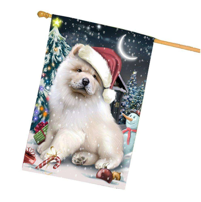 Have a Holly Jolly Christmas Chow Chow Dog in Holiday Background House Flag