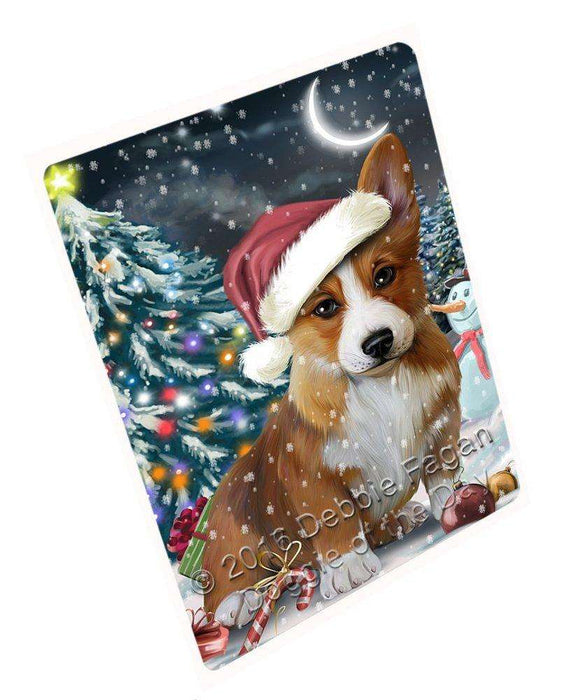 Have a Holly Jolly Christmas Corgi Dog in Holiday Background Large Refrigerator / Dishwasher Magnet D028