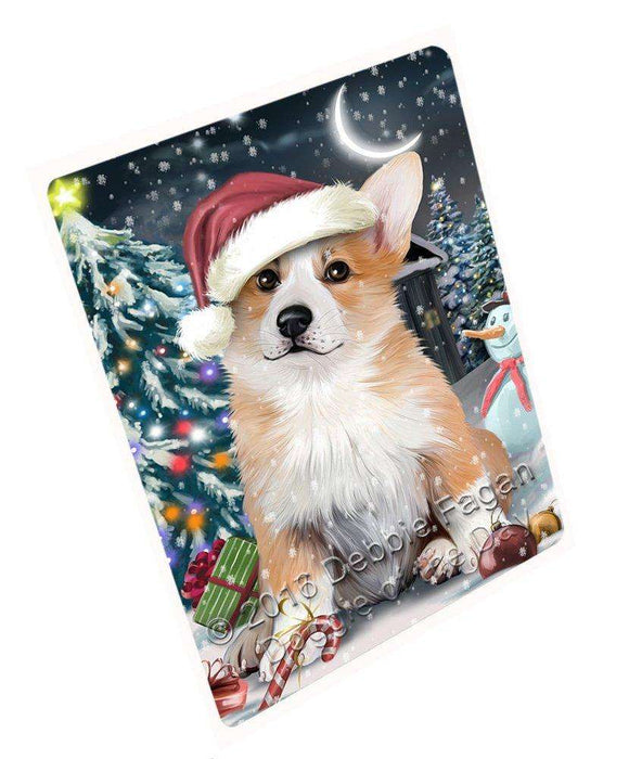 Have a Holly Jolly Christmas Corgi Dog in Holiday Background Large Refrigerator / Dishwasher Magnet D029