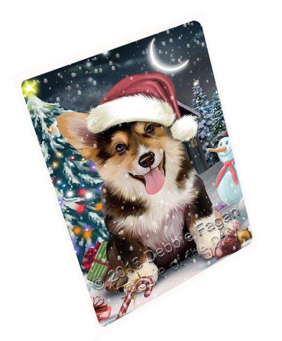 Have a Holly Jolly Christmas Corgi Dog in Holiday Background Tempered Cutting Board D022 (Small)