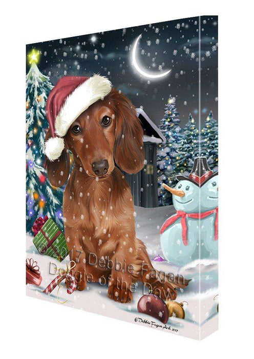 Have a Holly Jolly Christmas Dachshund Dog in Holiday Background Canvas Wall Art D082