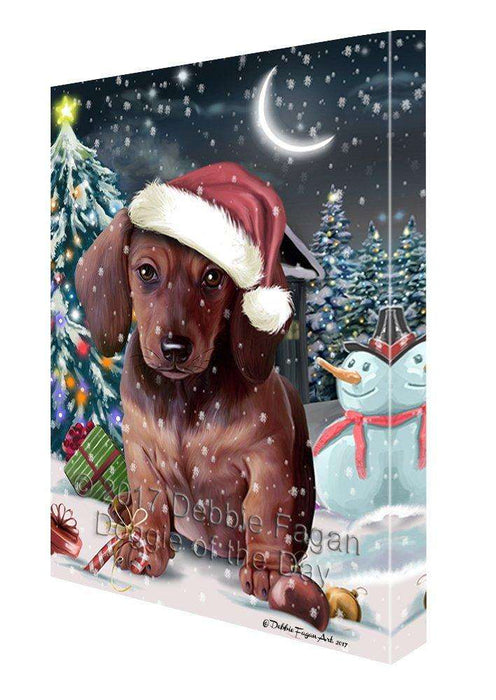 Have a Holly Jolly Christmas Dachshund Dog in Holiday Background Canvas Wall Art D084