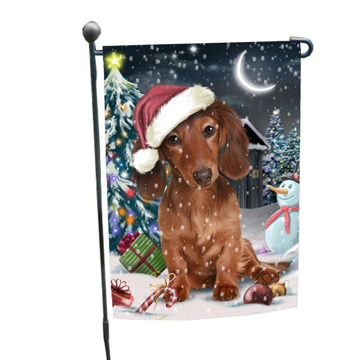 Have a Holly Jolly Christmas Dachshund Dog in Holiday Background Garden Flag D082