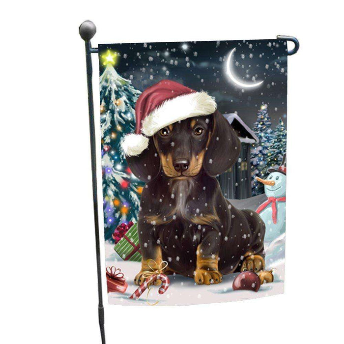 Have a Holly Jolly Christmas Dachshund Dog in Holiday Background Garden Flag D083