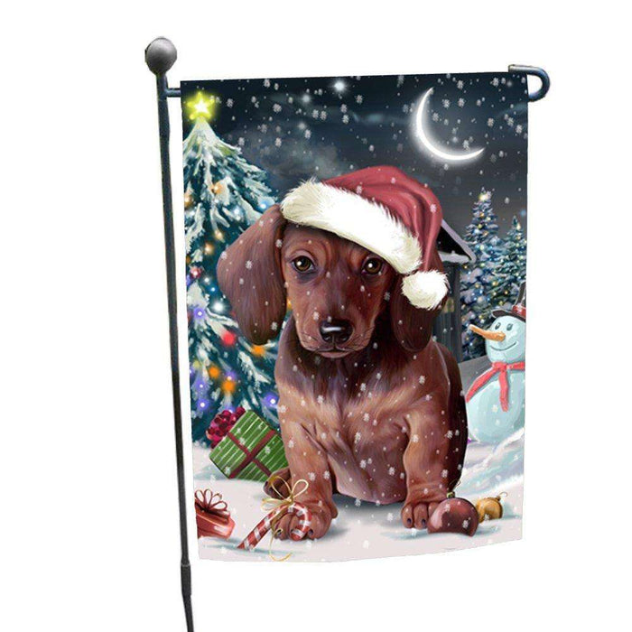 Have a Holly Jolly Christmas Dachshund Dog in Holiday Background Garden Flag D084
