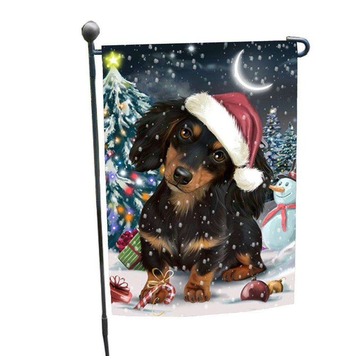 Have a Holly Jolly Christmas Dachshund Dog in Holiday Background Garden Flag D085