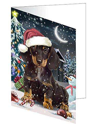 Have a Holly Jolly Christmas Dachshund Dog in Holiday Background Handmade Artwork Assorted Pets Greeting Cards and Note Cards with Envelopes for All Occasions and Holiday Seasons D228