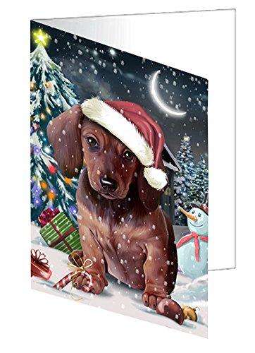 Have a Holly Jolly Christmas Dachshund Dog in Holiday Background Handmade Artwork Assorted Pets Greeting Cards and Note Cards with Envelopes for All Occasions and Holiday Seasons D229