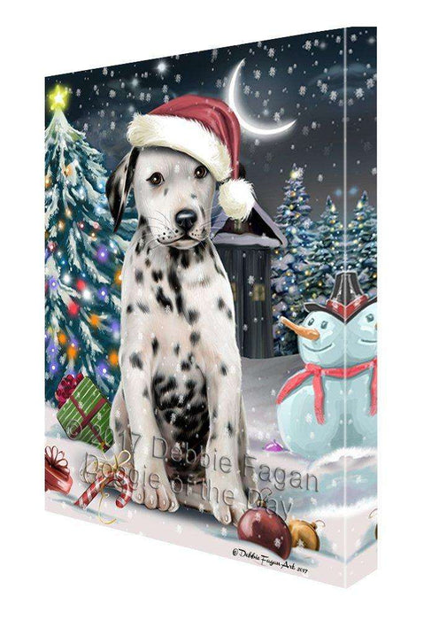 Have a Holly Jolly Christmas Dalmatian Dog in Holiday Background Canvas Wall Art D178
