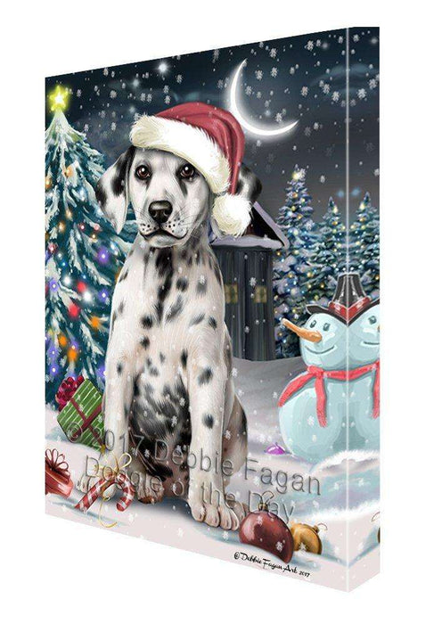 Have a Holly Jolly Christmas Dalmatian Dog in Holiday Background Canvas Wall Art D179