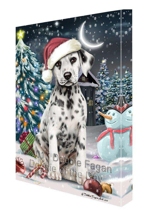 Have a Holly Jolly Christmas Dalmatian Dog in Holiday Background Canvas Wall Art D180