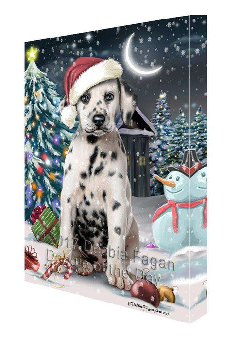 Have a Holly Jolly Christmas Dalmatian Dog in Holiday Background Canvas Wall Art D181