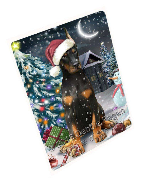 Have A Holly Jolly Christmas Doberman Pinscher Dog In Holiday Background Magnet Mini (3.5" x 2") D026