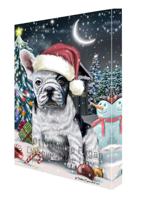 Have a Holly Jolly Christmas French Bulldogs Dog in Holiday Background Canvas Wall Art D047