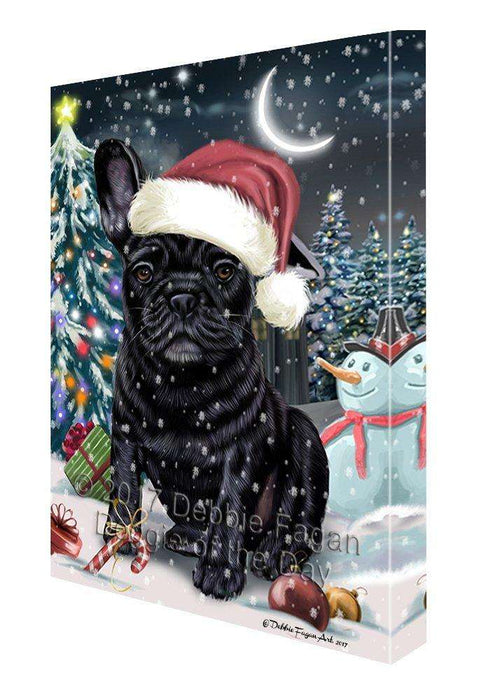 Have a Holly Jolly Christmas French Bulldogs Dog in Holiday Background Canvas Wall Art D048