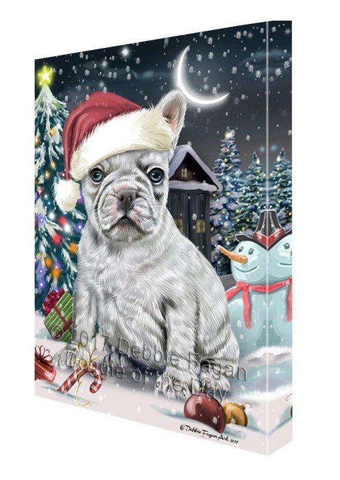 Have a Holly Jolly Christmas French Bulldogs Dog in Holiday Background Canvas Wall Art D049