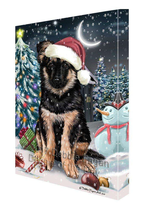 Have a Holly Jolly Christmas German Shepherd Dog in Holiday Background Canvas Wall Art D051