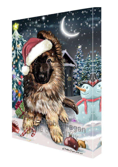 Have a Holly Jolly Christmas German Shepherd Dog in Holiday Background Canvas Wall Art D053