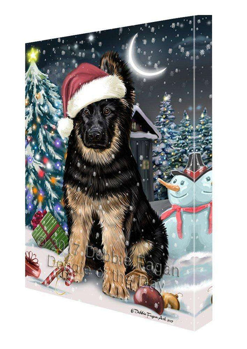 Have a Holly Jolly Christmas German Shepherd Dog in Holiday Background Canvas Wall Art D054