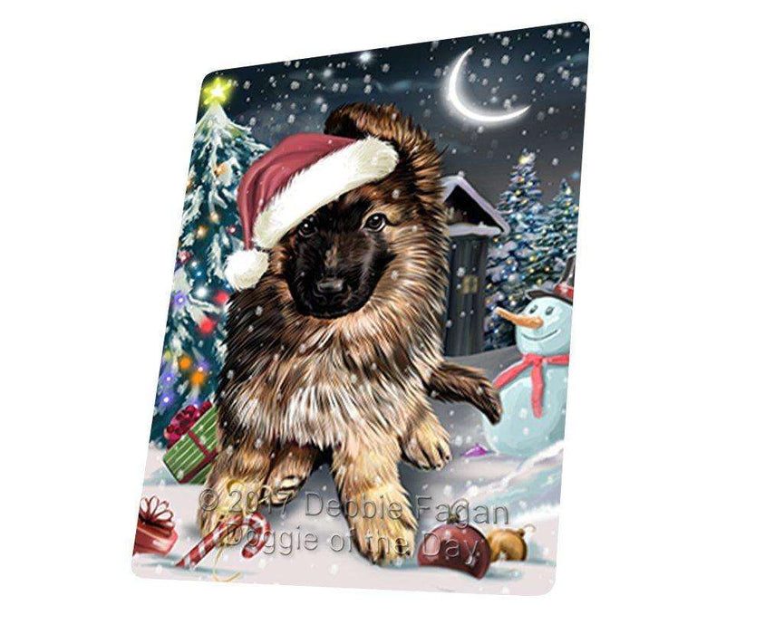 Have a Holly Jolly Christmas German Shepherd Dog in Holiday Background Tempered Cutting Board D071