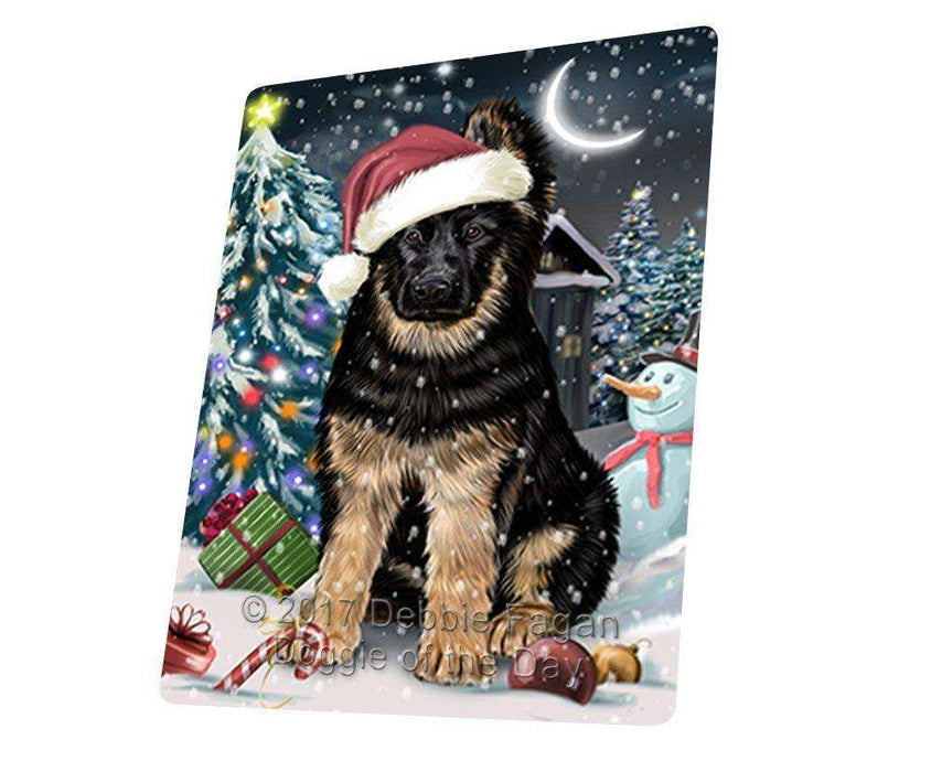 Have a Holly Jolly Christmas German Shepherd Dog in Holiday Background Tempered Cutting Board D072