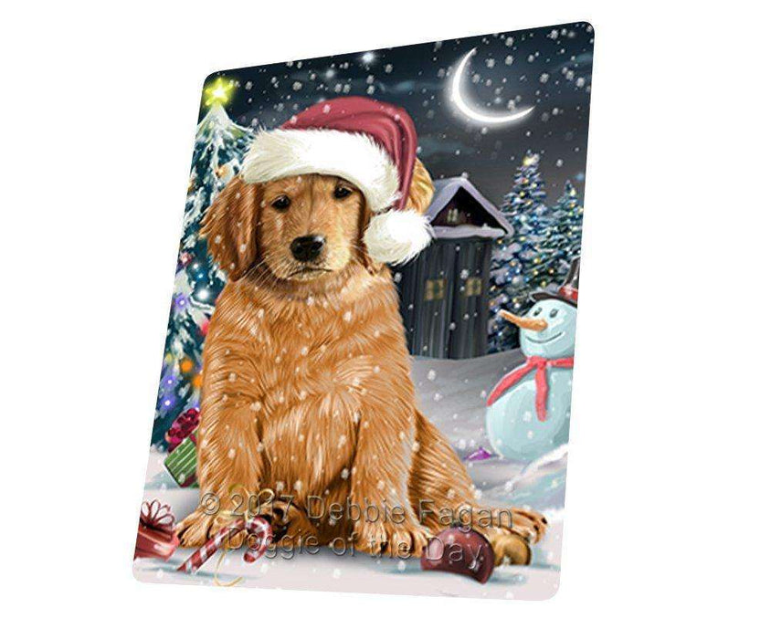 Have A Holly Jolly Christmas Golden Retriever Dog In Holiday Background Magnet Mini (3.5" x 2") D074
