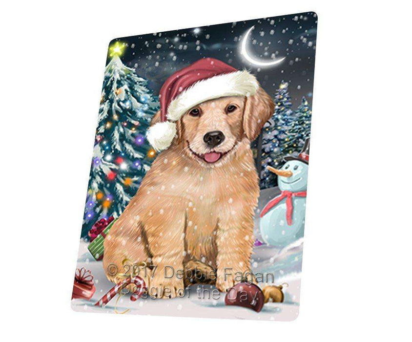 Have A Holly Jolly Christmas Golden Retriever Dog In Holiday Background Magnet Mini (3.5" x 2") D076