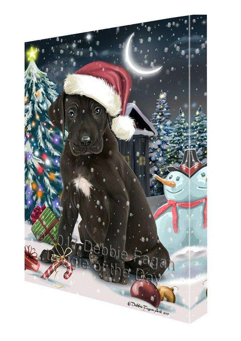 Have a Holly Jolly Christmas Great Dane Dog in Holiday Background Canvas Wall Art D094