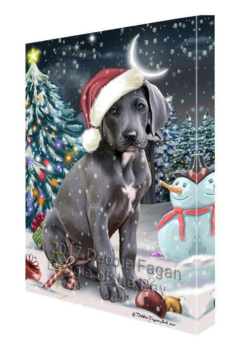 Have a Holly Jolly Christmas Great Dane Dog in Holiday Background Canvas Wall Art D095