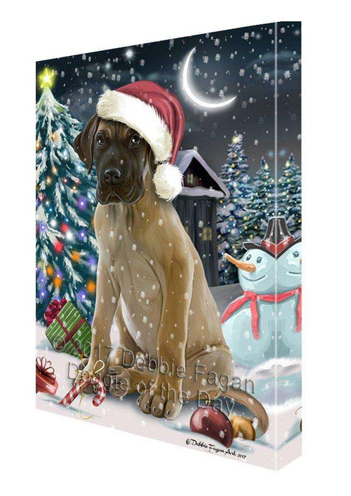 Have a Holly Jolly Christmas Great Dane Dog in Holiday Background Canvas Wall Art D096