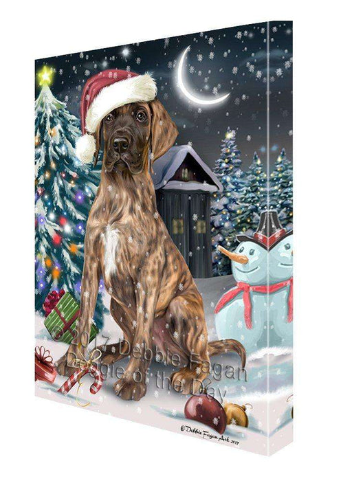 Have a Holly Jolly Christmas Great Dane Dog in Holiday Background Canvas Wall Art D097