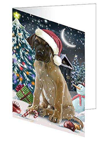 Have a Holly Jolly Christmas Great Dane Dog in Holiday Background Handmade Artwork Assorted Pets Greeting Cards and Note Cards with Envelopes for All Occasions and Holiday Seasons D241
