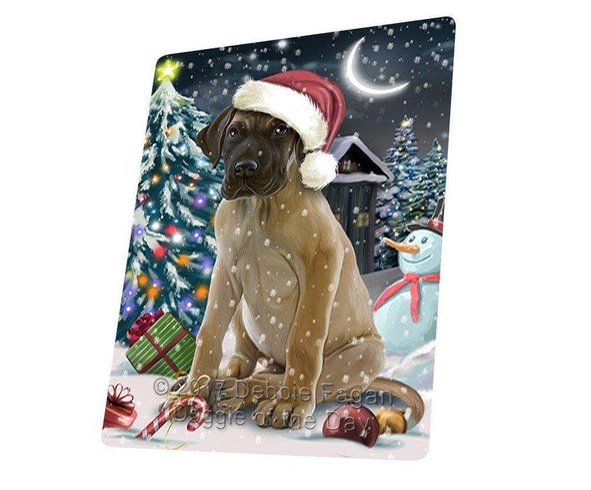 Have a Holly Jolly Christmas Great Dane Dog in Holiday Background Tempered Cutting Board D096